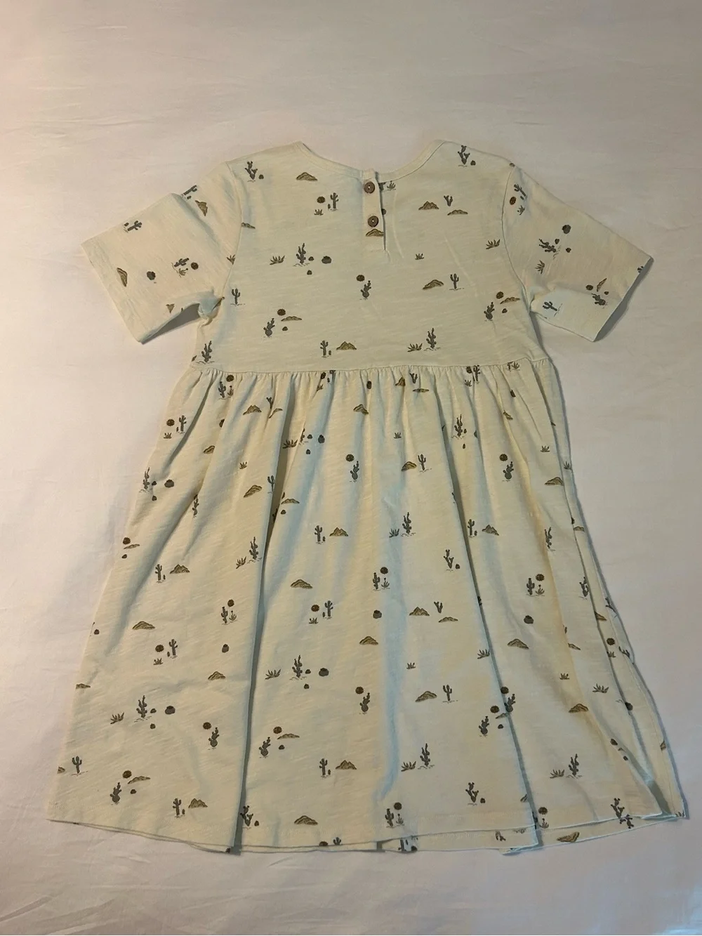 Rylee + Cru Girls' Finn Dress Cream Desert Cactus Print Cotton Size 10